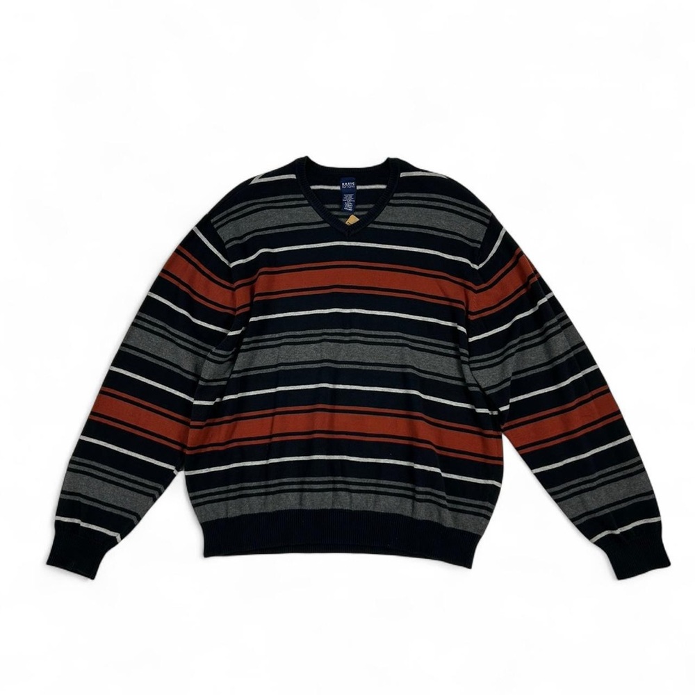 Y2K Oversized Striped V Neck Long Sleeve